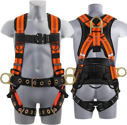 Trsmima Safety Harness Fall Protection - Roof Full Body Harness Men Construction Work Belt Tongue & Quick Connected Buckle