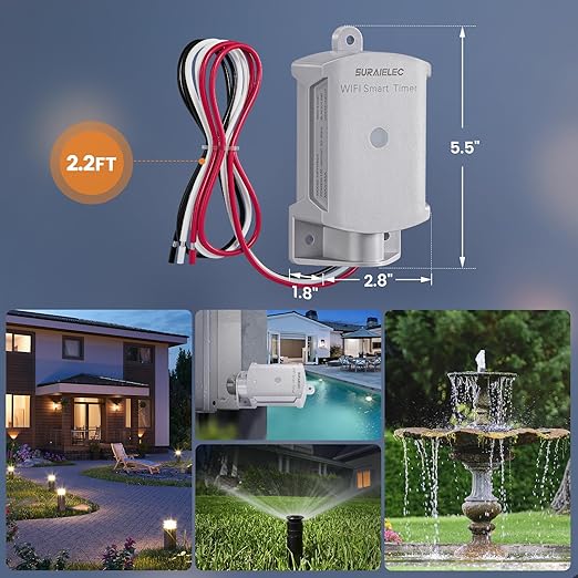 SURAIELEC 35 AMP Wi-Fi Smart Timer Switch for Outdoor Electrical Boxes, 120V WiFi Pool Timer, Power Distribution Waterproof Junction Box, RV Outlet, Pool Light, Security System, Holiday Decorations