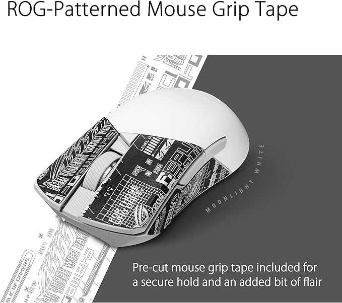 ASUS ROG Gladius III Wireless Aimpoint Gaming Mouse – Right-Handed Ergonomic, 79g, Tri-Mode Connectivity, 36K DPI, up to 119Hr Battery, Hot-Swappable Switches, PC/Mac Support - White