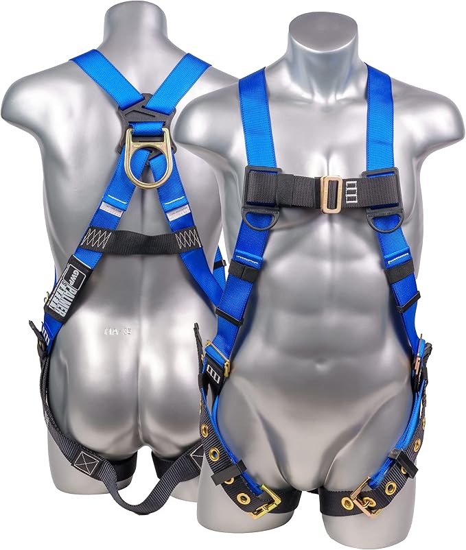 Palmer Safety Full Body Construction Harness with 5 Point Adjustment, 1D-Ring, Tongue Buckle