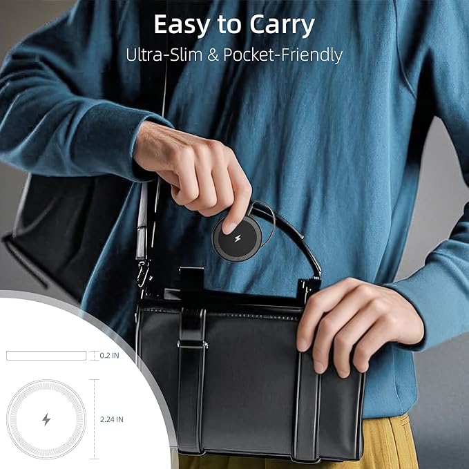 Magnetic Wireless Charger Charging Pad: 15W Qi Fast Portable for iPhone 16e 16 15 14 13 12 Series & AirPods 4 3 2 Pro - Google Pixel 10 Series & Galaxy S25 Qi2 Ready - USB-C/A Dual Ports, 3 Pack Black