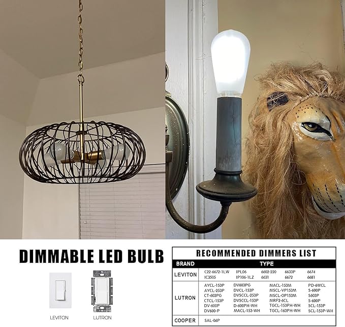 Dimmable E26 Frosted LED Edison Bulbs, 4W Equivalent 40W, Neutral White 4000K,400LM,AC120V,ST58 Antique LED Filament Bulbs with 90+ CRI,Pack of 6 (4W=40W Neutral White)