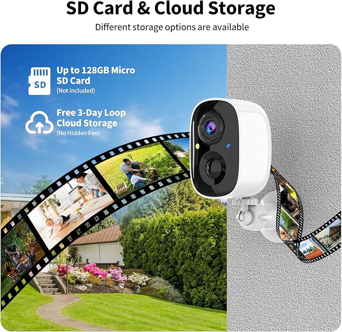 2K UHD Smart Wireless Security Camera Indoor/Outdoor,WiFi Camera with Color Night Vision, Battery Powered,Motion Detection, 2-Way Audio, Weatherproof, Cloud/SD Storage for Home Security,4 Pack