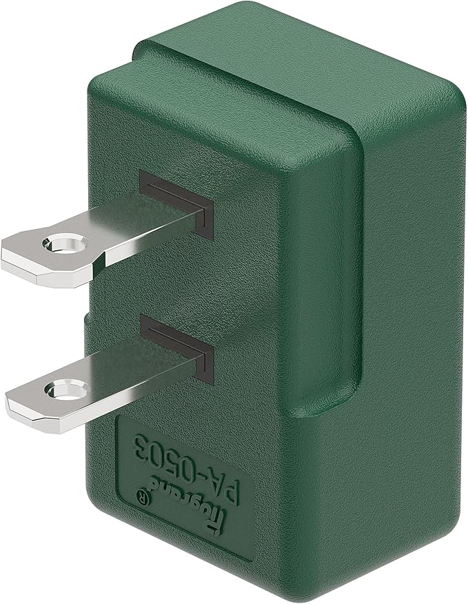 PA-0503G Nema 1-15P to 1-15R Right Angle Adapter - 90 Degree 2-Prong AC Adapter, Polarized L Type