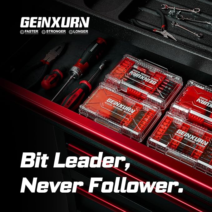 1Pc Red Storage Box Case, small parts box with detachable divider, Screwdriver Bit Set Box