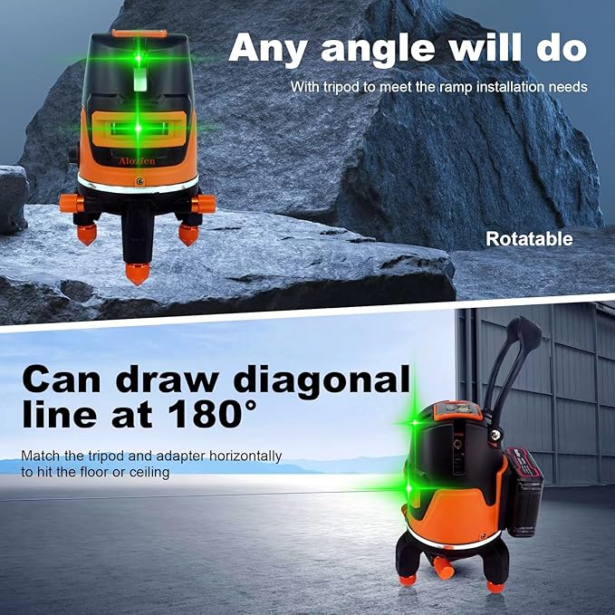 Rotary Laser Level, 360 Cross Line Laser level Self Leveling with 1 mm Horizontal Vertical Beam with 8000mAh Type-C Battery for outdoor Construction Project with Hard Carry Case (Rotary Laser)