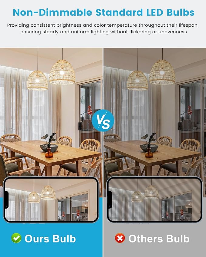 A19 LED Light Bulb,9W E26 Light Bulbs(60 Watt/80 Watt Equivalent),2700K Warm White,Non-Dimmable,800LM Standard Base for Bedroom, Kitchen, Living Room, Office,UL Listed,4 Packs