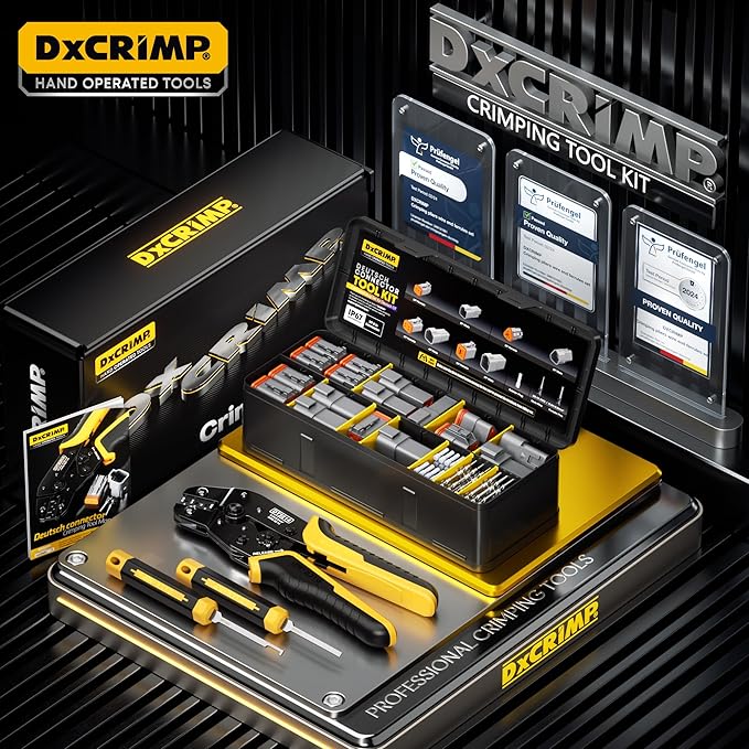 Deutsch Connectors Crimping Tool Kit, Deutsch Connector Kit 2/3/4/6 Pin DT Connectors Waterproof Automotive Electrical Connectors with 22-14 AWG Deutsch Crimp Tool, Deutsch Pin Removal Tool