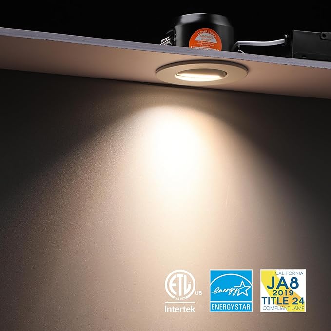 TORCHSTAR 12-Pack 3 Inch Gimbal LED Recessed Light with Junction Box, 7W CRI90+ Dimmable Adjustable Eyeball Canless LED Downlight, 4000K Cool White, Airtight IC, ETL