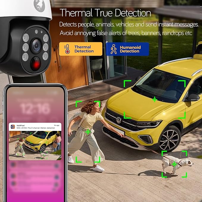 XMARTO Night Color Wire-Free Solar Home Security Camera System with Pan Tilt and Zoom，10-Set CCTV Cameras Kit with 4K 10CH Expandable WiFi NVR 1TB Storage