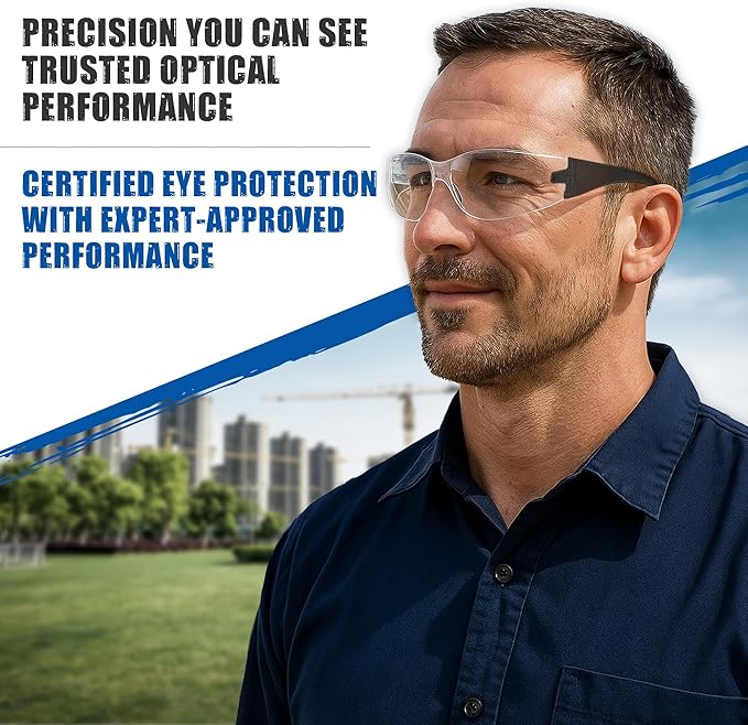Work Safety Glasses For Men | Ansi Z87 Certified Safety Goggles For Shooting Range | Anti-Scratch Outdoor Glass