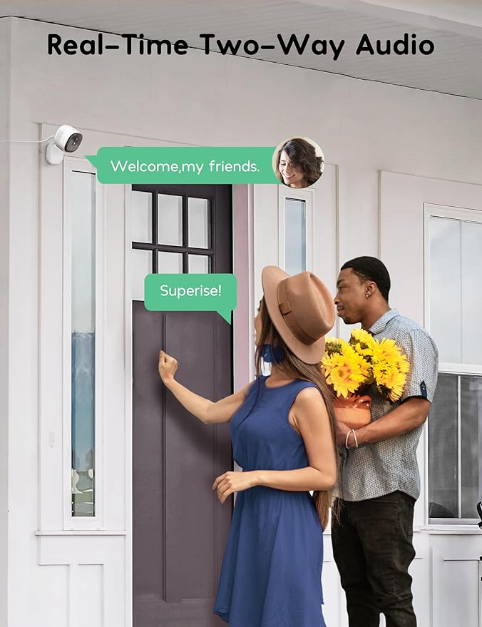 winees Security Cameras Outdoor, Wired 2K Wi-Fi Cameras for Home Security, 2.4G Indoor Camera, Human/Pet AI Detection, Color Night Vision, 2-Way Audio, Support Cloud/128G SD Card Storage