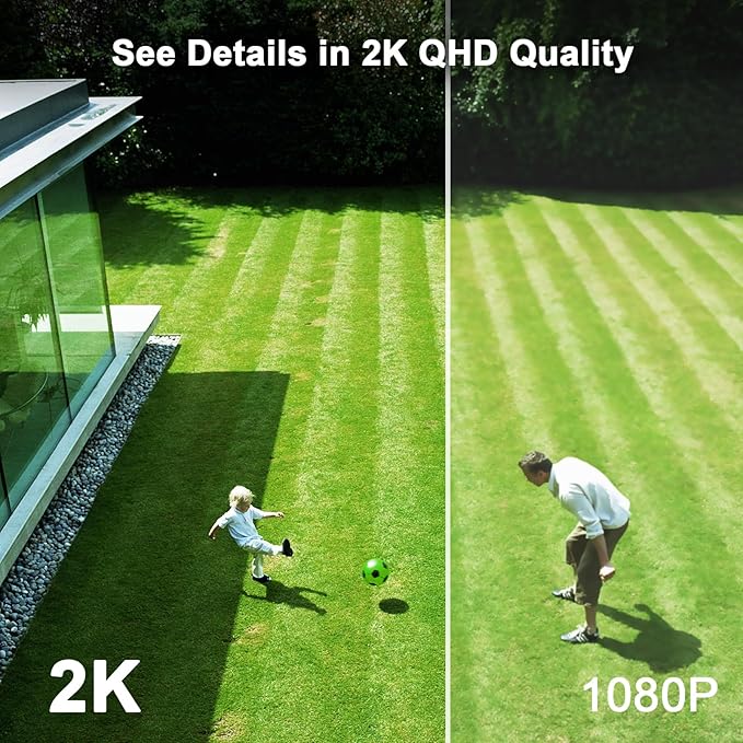 Home Security Camera Outdoor Wireless, IP66 Waterproof Battery-Powered 2K Color Night Vision AI Motion Detection 2-Way Talk 2.4GHz WiFi for Indoor/Outside Security Surveillance Works with Alexa