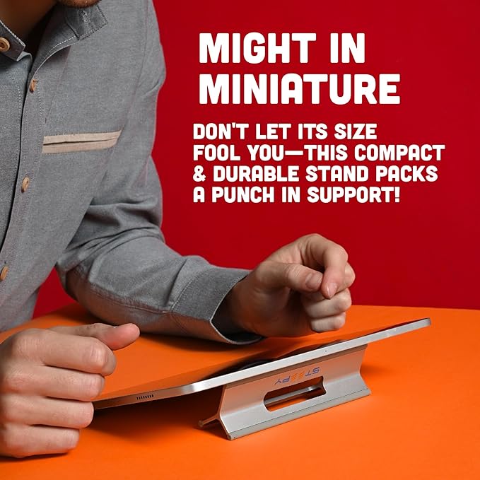 Steepy Low Profile Stand - 3 Heights Computer Riser - Lightweight Laptop Lift and Tilt Wedge - Plastic Angle Prop (Blue, 10 Pack)