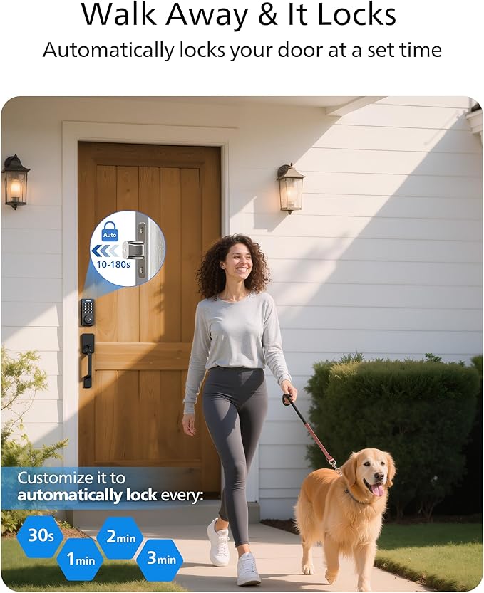 Philips Wi-Fi Smart Deadbolt Lock with Handle Set, Keyless Entry Door Lock for Front Door, Built-in WiFi, Compatible with Alexa & Google Assistant, Auto Locking