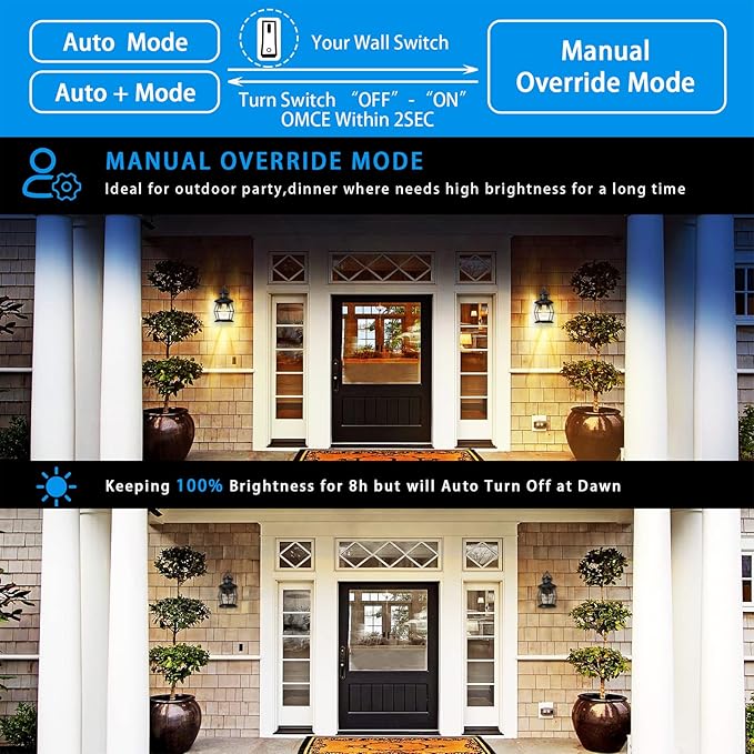 Outdoor Motion Wall Lights, Advanced Dusk to Dawn Exterior Lighting Fixtures Wall Sconce,Waterproof Porch Light for Entryway Garage Patio, PIR Motion Activated (Black)