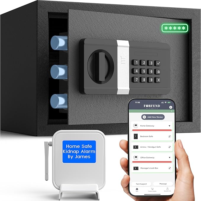 FORFEND Smart Home Safe | WiFi Safebox App Lock/Alarm | Voice Command, Kidnap Alarm, Tamper Detect, Frozen Mode, Sub Account| Digital Safes Anti Theft