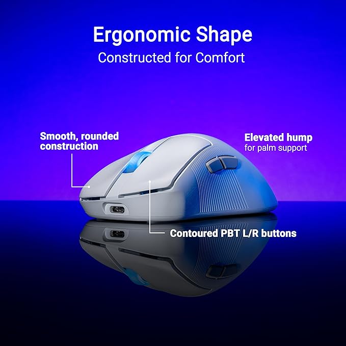 ASUS ROG Keris II Ace Wireless Gaming Mouse – Right-Handed Ergonomic, 54g, Tri-Mode Connectivity, 42K DPI, up to 107Hr Battery, PC/Mac Support - White