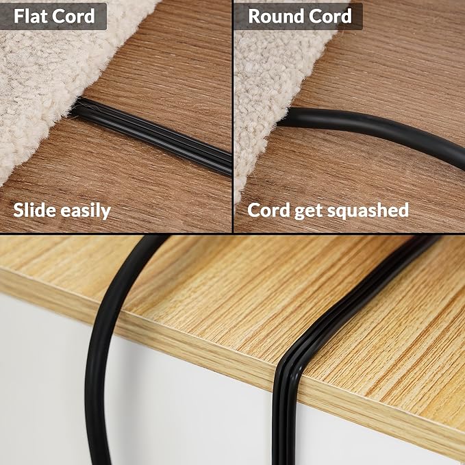 Elecan Flat Plug Extension Cord 8 Ft 2 Pack with Slim Space-Saving Plug Design, Thin Flat Cable Low Profile Power Cord 3 Prong Grounded Wire, 16 Gauge 13 A/125 V-Black-ETL Certified