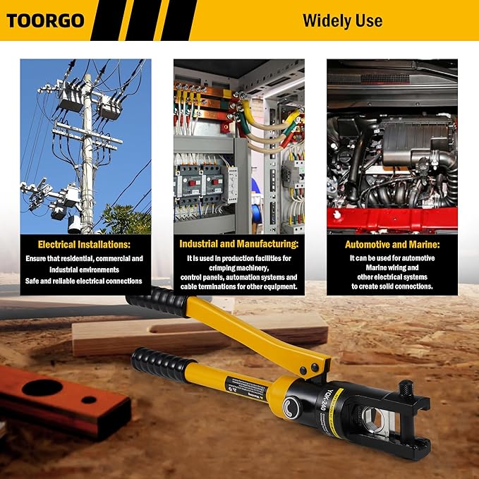 Cable Lug Crimping Tool, 6 AWG to 500 MCM Hydraulic Plier, 12 Ton Hand Crimping Tool for Wires, Terminal, Lug, Crimping Tool Kit with 10 Dies