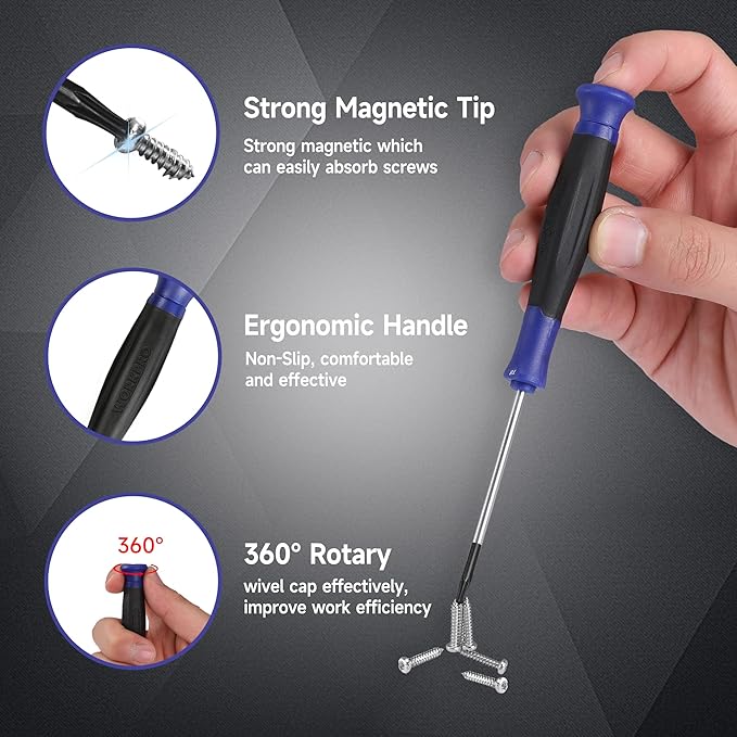 WORKPRO 12 in 1 Torx Screwdriver Set with T3 T4 T5 T6 T8 T10 Security Torx Bit & Tweezers, Precision Magnetic Screwdrivers, Pry Bars, Spudger for Eyeglass, Watch, Computer, Laptop, Phone, with Pouch