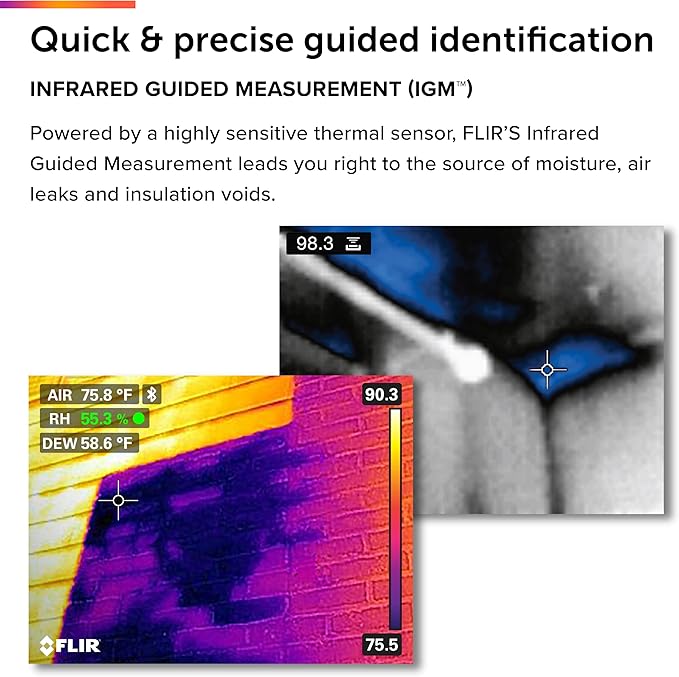 FLIR MR160 - Thermal Imaging Moisture Meter - with IGM (Infrared Guided Measurement), Pin and Pinless