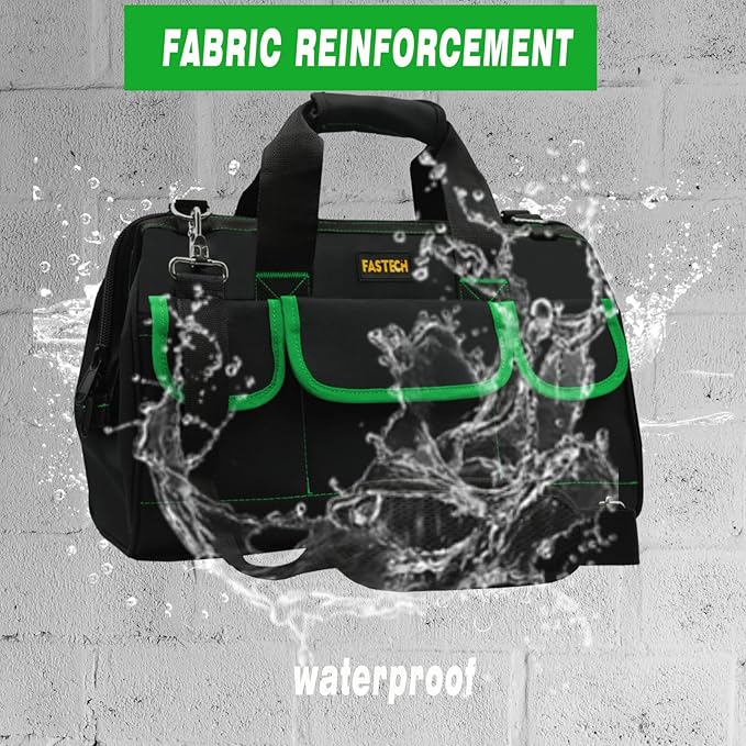 20 Inch Tool Bag With Comfortable Shoulder Straps, Waterproof Wide Mouth Tool Kit, Large Tool Bag Tool Storage Package For Men/Women (20IN Green)