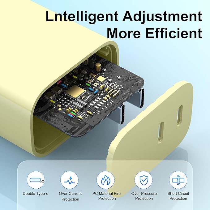 SMALLElectric USB C Charger,Dual Port USB C Fast Charging Block，Type C Wall Charger Plug for iPhone 15/14/13/12/11/ Pro Max/Plus/Xs Max/XR/X,iPad Pro/Samsung Galaxy(20W)