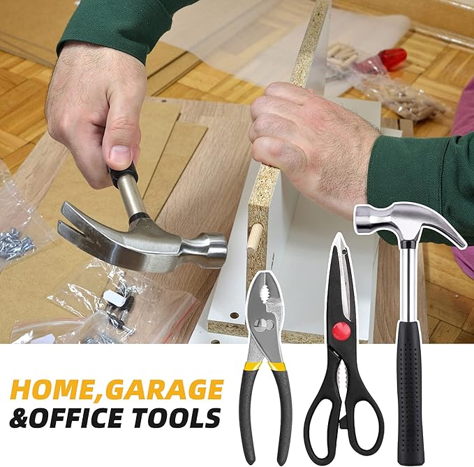 40-Piece Home Tool Kit with Easy Carrying Box, Small Basic Hand Tool Set Perfect for DIY Building, Home Maintenance and Woodworking, Great for College Students