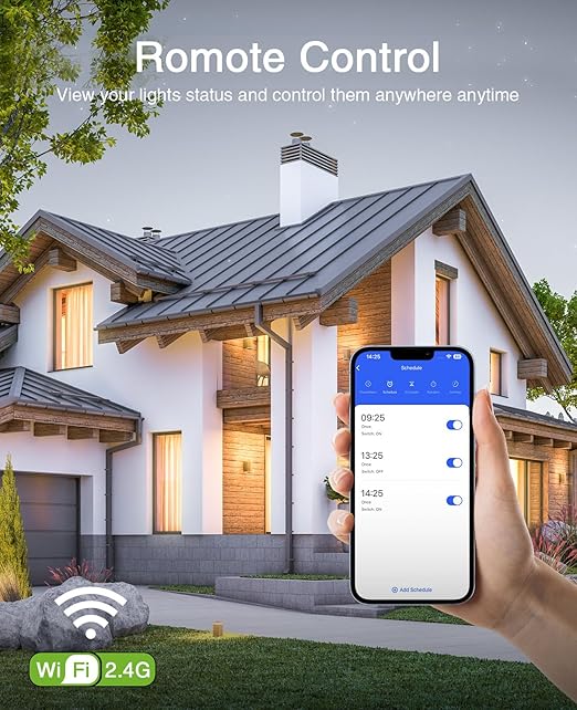 GHome Smart Switches for Lights, WiFi Smart Light Switch Works with Alexa and Google Home, Single-Pole, Neutral Wire Required, 2.4Ghz WiFi Light Switch with APP Control, No Hub Required, UL FCC Listed