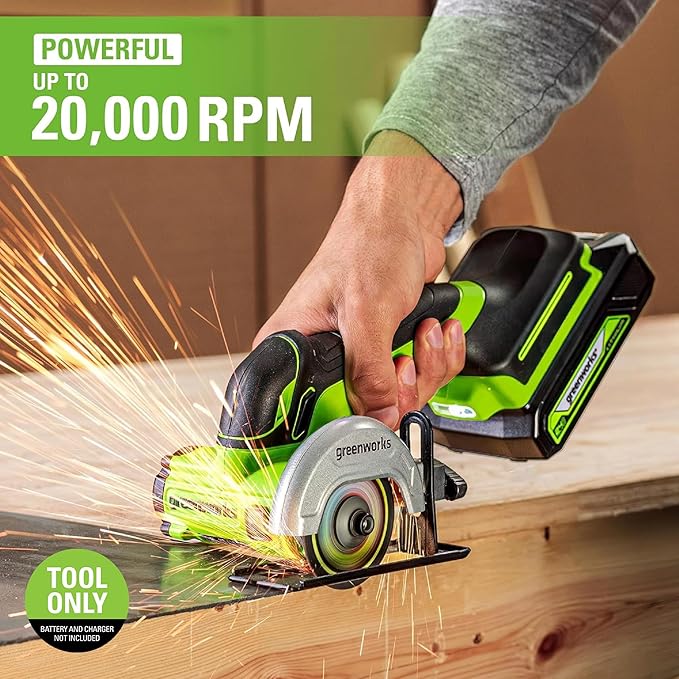 Greenworks 24V Brushless Cordless Compact Cut-Off Tool Bare Tool, With Extra 3 in. Cut-Off Wheels (3-Pack)