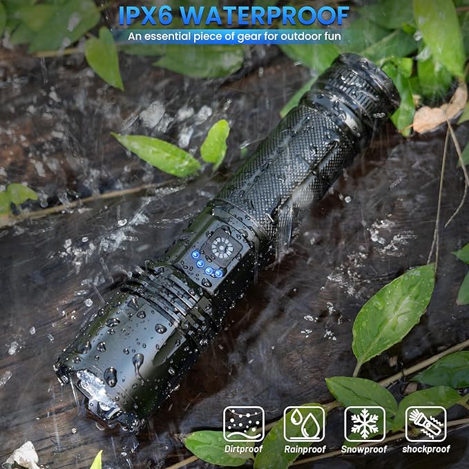 Flashlight Rechargeable 90,000 High Lumens, 3 Pack Led Flash Lights with 5 Modes, Waterproof Handheld Linterna for Camping, Home, Outdoor