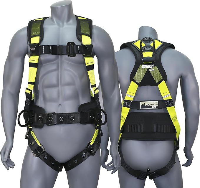 AFP Demon Fall Protection Comfortable Safety Harness (OSHA/ANSI PPE), Harness for Men Construction, Safety Harness Fall Protection Kit