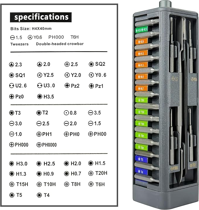 49 in 1 Electronics Precision Screwdriver Set, Professional Magnetic Repair Tool Kit with Stainless Steel Handle and 20 Bits for Computer, PC, iPhone, Laptop, Watch, Xbox, PS5, Ring Doorbell