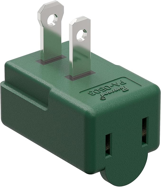 PA-0503G Nema 1-15P to 1-15R Right Angle Adapter - 90 Degree 2-Prong AC Adapter, Polarized L Type