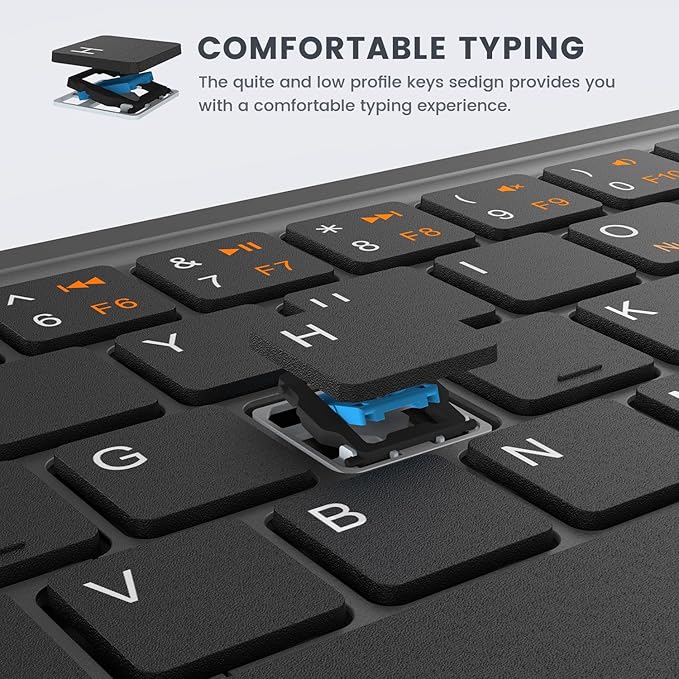 Foldable Bluetooth Keyboard, Portable Full Size Folding Keyboard with Touchpad, Numeric Keypad, PU Leather, Wireless TravelKeyboard for Windows Android Mac(Sync up to 3 Devices)