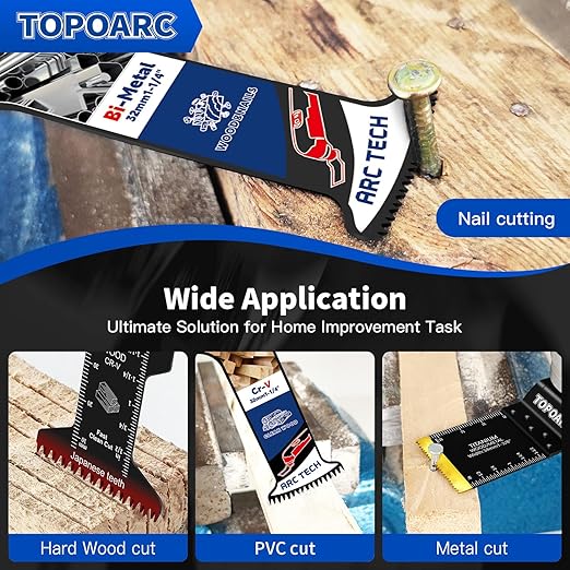 28 PCS Oscillating Saw Blades Quick Release Saw Blades Titanium Multitool Blades for Cutting Wood Plastics Metal, Oscillating Tool Blades Kits Compatible with Dewalt, Bosch, Milwaukee