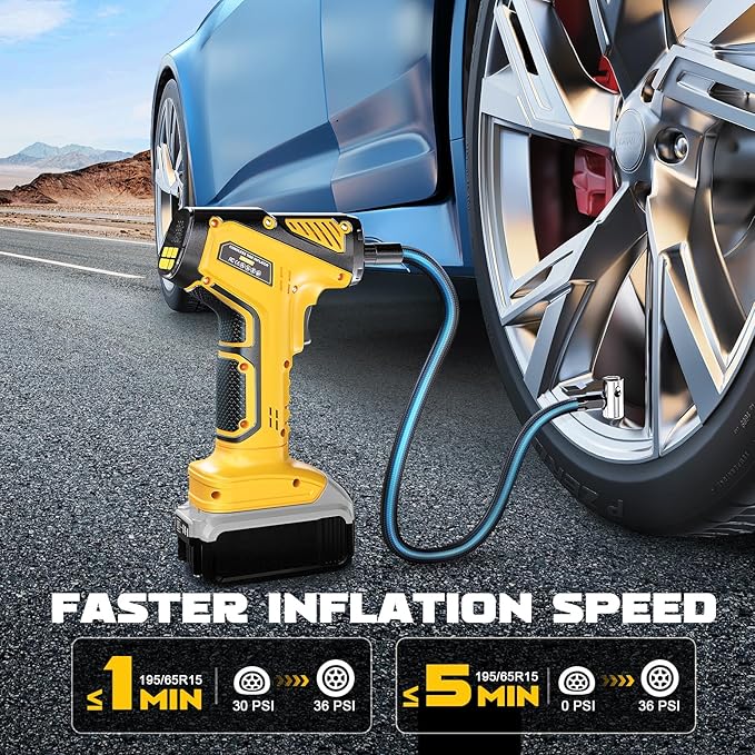 Tire Inflator Portable Air Compressor Compatible With Dewalt 20V Battery, LIVOWALNY 150PSI Air Pump Cordless Tire Pump Digital Pressure Gauge, Tire Inflator for Car, Bike, Motorcycle (No Battery)