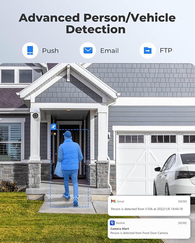 REOLINK 5MP Security PoE IP Camera, Person/Vehicle/Pet Detection, Time-Lapse, 100ft IR Night Vision, Work with Smart Home, Support 512GB SD Card, Surveillance Outdoor Indoor, RLC-510A