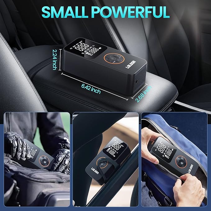 Tire Inflator Portable Air Compressor-Tire Pump 150PSI Cordless Electric for Car, Motorcycle, Bike, Ball, with Tire Gauge Pressure, Dual-Use Type