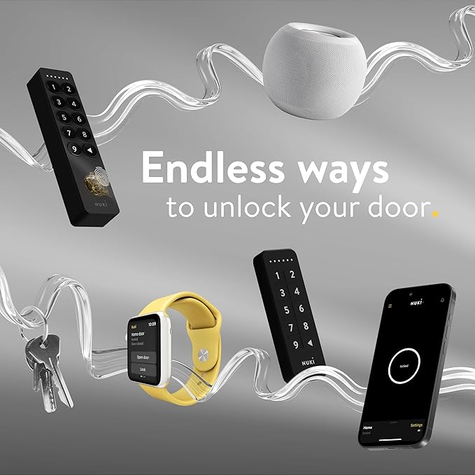 Nuki Smart Lock Keyless Entry WiFi Electronic Deadbolt with Auto-Unlock, App Control, Remote Access, Easy Installation, Smart Home for Front Door, Home & Rentals
