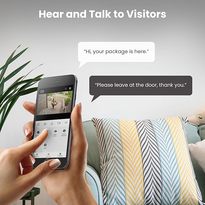 Feit Electric Smart Security Camera, 2.4GHz WiFi Smart Home Camera with Motion Detection, Night Vision, 2-Way Audio, 1080p HD Battery Powered, White, CAM/WM/WiFi/BAT