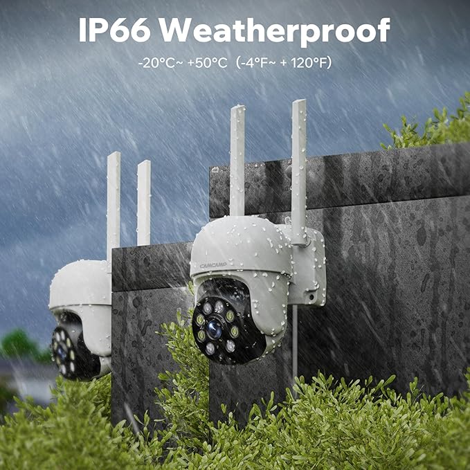 Camcamp Wireless Security Camera System with 7" Monitor, 3MP PTZ Outdoor Security Cameras, Plug-in-Play, 4CH NVR 32GB, No Monthly Fee, 24/7 Record, Color Night Vision, 2-Way Talk for Outside Indoor