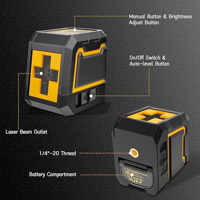 Laser-Level-with-Tripod, Green Cross Line Laser with Tripod Self-Leveling, Lazer Leveler Tool for Picture Hanging Construction Floor Tile Wall Home Renovation, Indoor Project, Battery Included