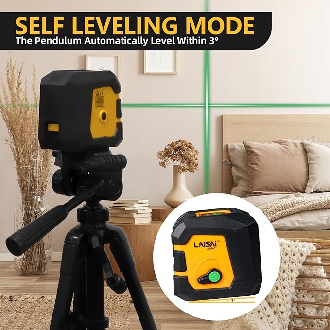 Laser Level, 100FT Self Leveling Laser Level,Single Laser Module, Suitable for Hanging Paintings, Tiling, Decoration and DIY Interior Construction(Laser:Class IIIa, 1.0mW -1.3MW)