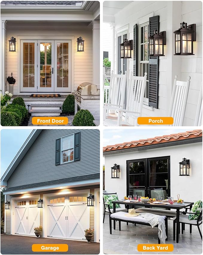 VIANIS Brown Motion Sensor Exterior Lighting Fixtures, Oil Rubbed Bronze Outdoor Garage Lights Wall Mount Sconce, Outdoor Wall Lantern for Garden, Patio, Front Door, Outside Porch Lights for House