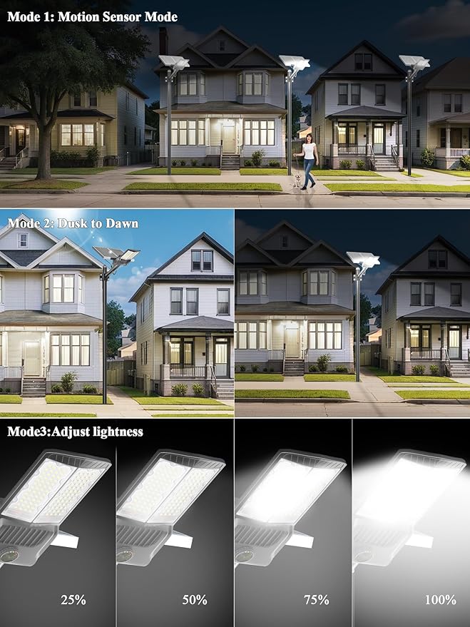 Ofuray OL-11000W Solar Street Lights Outdoor,Parking Lot Lights Commercial Dusk to Dawn up to 750,000lm, 50,000mAh Big Power Solar Security Flood Remote Control Without Motion Sensor for Street,Yark