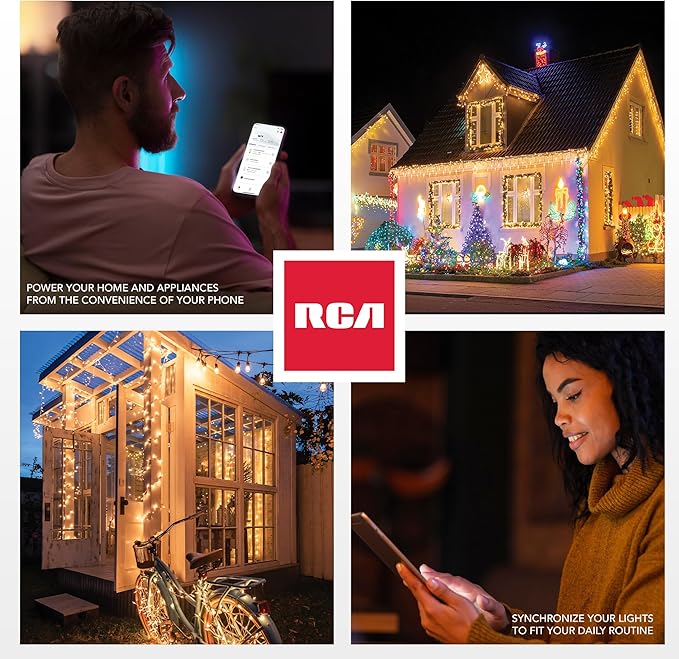 RCA Weatherproof Outdoor Smart Plug w/Outlet Cover, Accessory for Garden & Patio Lights, Lamp, Holiday Decorations, Parties | Set Schedules, Timers | Works w/Google & Alexa Devices for Home, RCA App