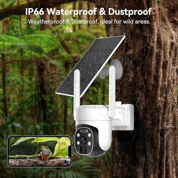 4G LTE Cellular Security Camera Wireless Outdoor, 2K No WiFi Security Cellular Camera Solar Powered with Color Night Vision, PIR Motion Sensor AI Tracking for Farm/RV