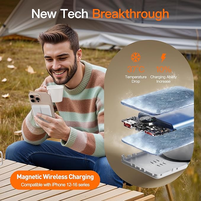 Magnetic Portable Charger, 16800mAh Wireless Power Bank, with 20W USB-C Fast Charging and LED Digital Display Magnetic Battery Pack, Compatible with iPhone 17/16/15/14/13/12 Full Series (2025)